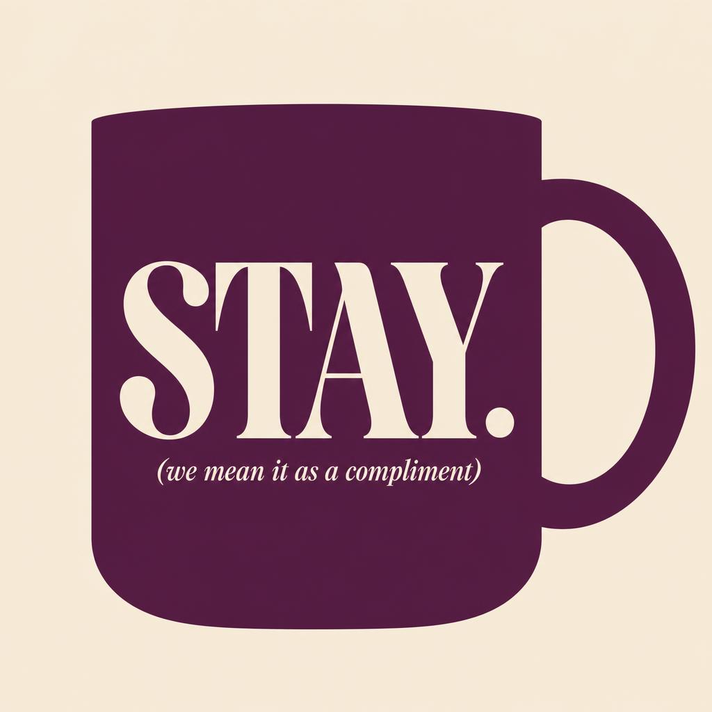 STAY. (we mean it as a compliment) mug